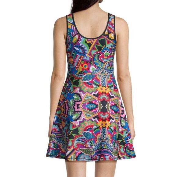 Johnny Was Bee Active Scoop Neck Fit And Flare Tennis Dress Multi Color Large - Picture 3 of 16
